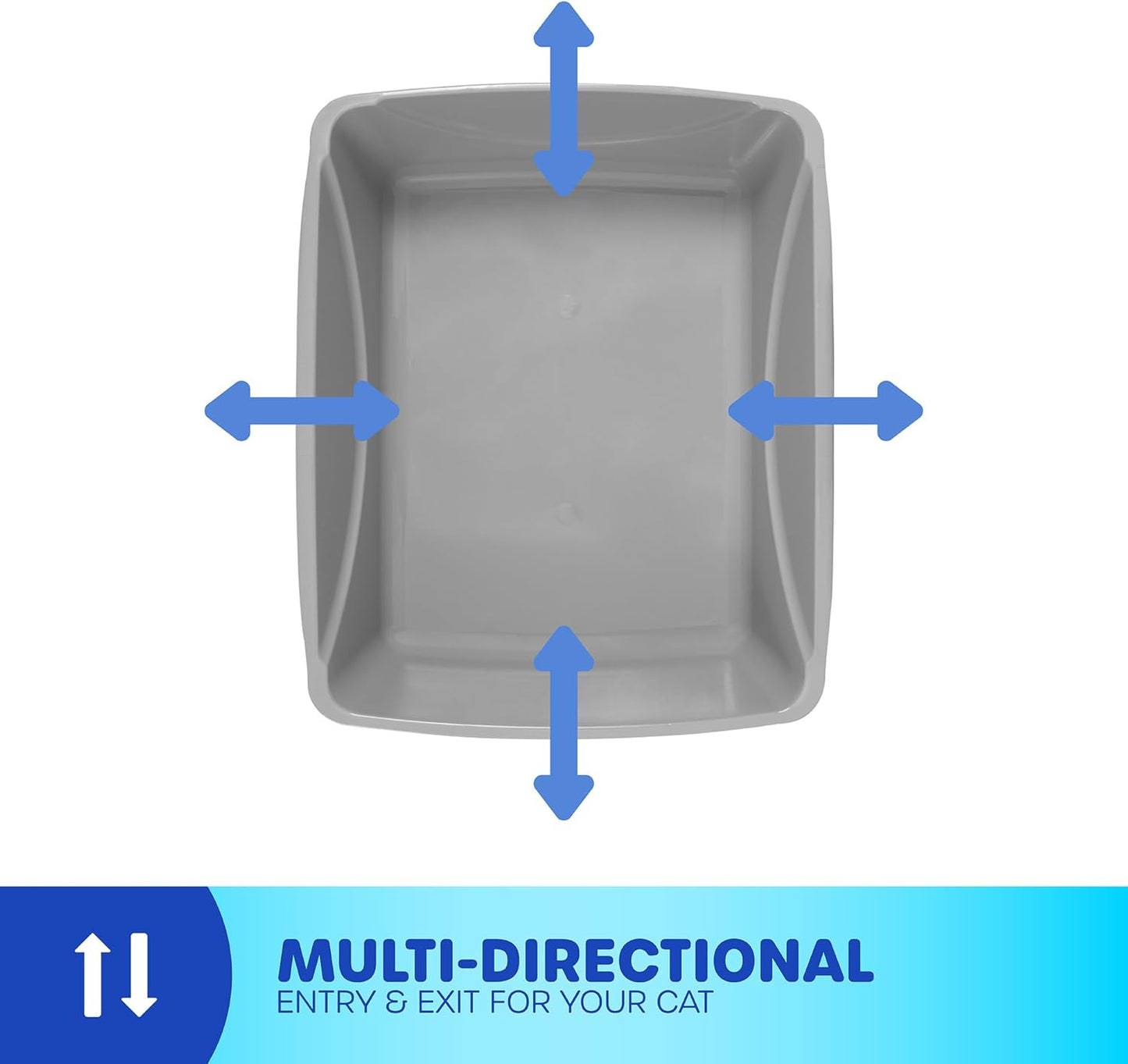 Basic Open Cat Litter Pan, Multidirectional Easy to Clean Plastic Litter Box, Gray, Made in USA, 14" x 10.5" x 3.5", Small Recommended for Kittens and Small Cats