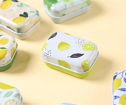 8Pcs Mini Flower Tin Trinket Jewelry Organizer Storage Box Decorative Boxes Small Metal Tins with Hinged Lids Portable Box Containers Small Storage Kit (Lemon)