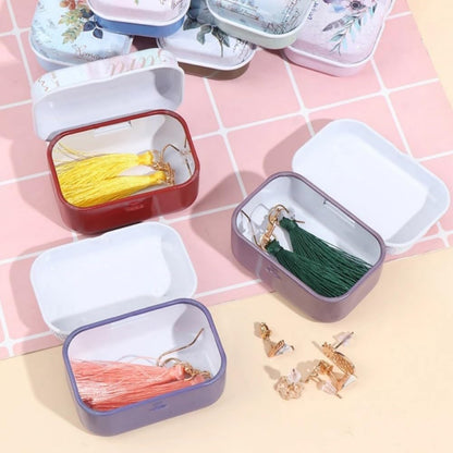 8Pcs Mini Flower Tin Trinket Jewelry Organizer Storage Box Decorative Boxes Small Metal Tins with Hinged Lids Portable Box Containers Small Storage Kit (Lemon)