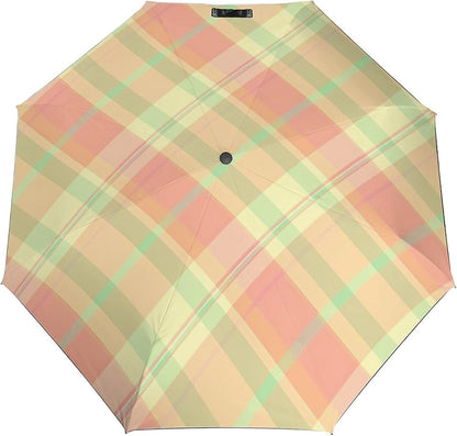 Pink Purple Stripes Folding Umbrella | Portable Travel One Touch Auto Open Windproof Rain/Sun Umbrellas Compact