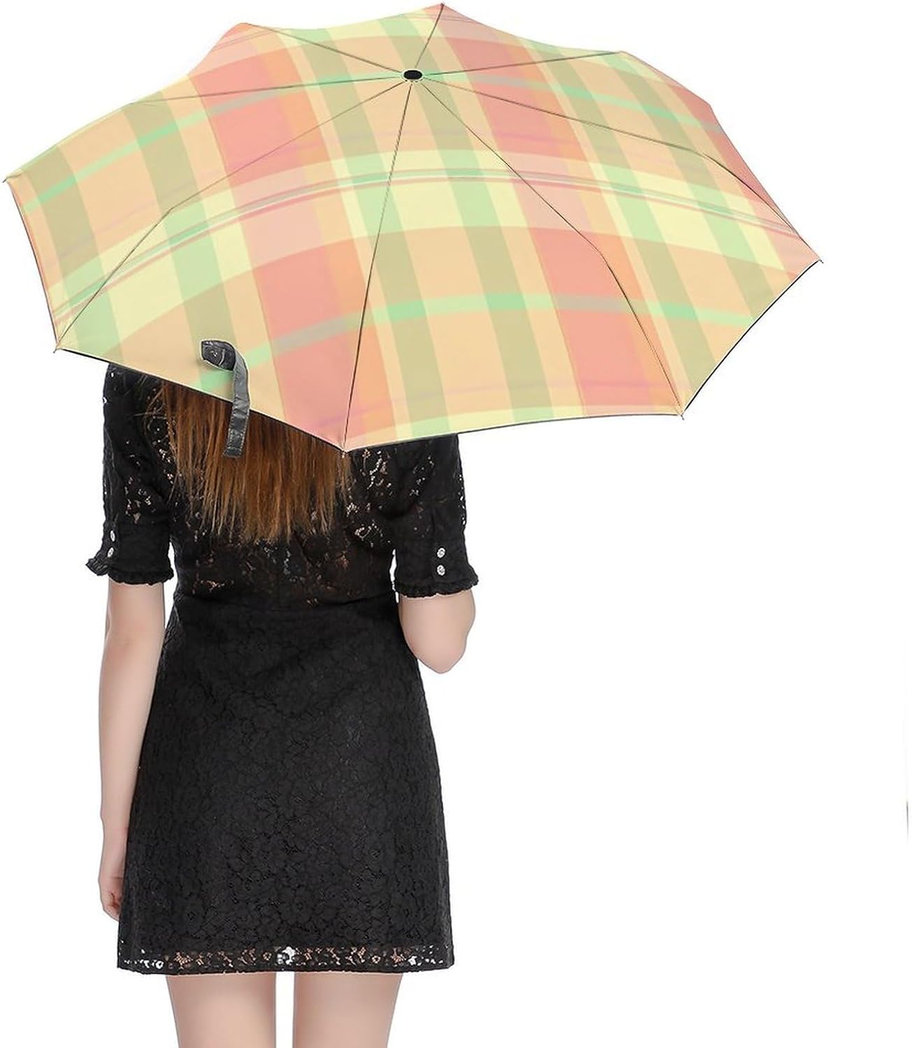 Pink Purple Stripes Folding Umbrella | Portable Travel One Touch Auto Open Windproof Rain/Sun Umbrellas Compact