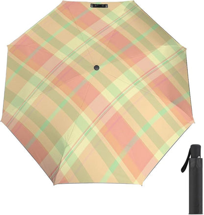 Pink Purple Stripes Folding Umbrella | Portable Travel One Touch Auto Open Windproof Rain/Sun Umbrellas Compact