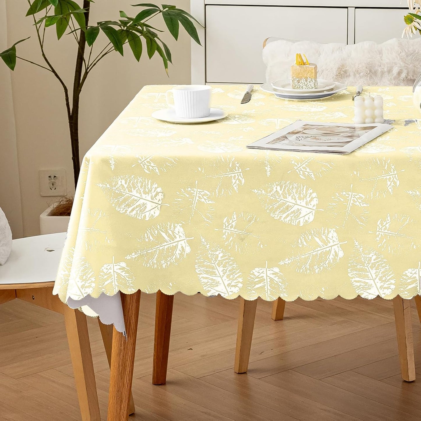 Square Table Cloth Waterproof Heavy Duty Tablecloth, Wipeable Washable Oil-Proof Stain Resistant Tablecloths, Soft Fabric Table Cover for Kitchen Dining Outdoor (Yellow, 36 x 36 Inch)
