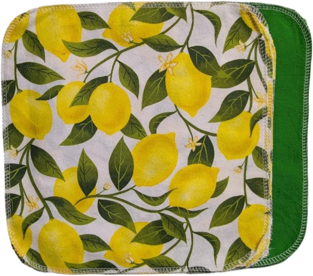 Reusable Paper Towels Washable Roll - Cloth Paper Towel Replacement - Zero Waste - 12pk (Reusable Towel) (Summer Lemons Green)