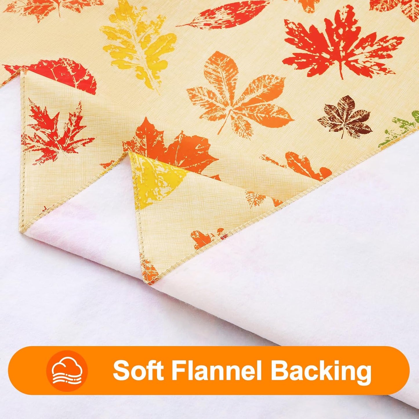 Fall Rectangle Table Cloth, Waterproof Vinyl Tablecloth with Flannel Backing, Wipeable Autumn Leaves Plastic Tablecloths for Harvest and Thanksgiving Parties, (60"x140", Rust & Yellow)