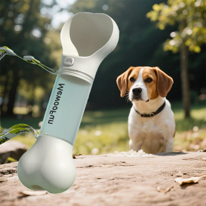Bone Shaped Pet Water Bottle with Poop Bag Dispenser - Leak-Proof Travel Bottle for Walking & Hiking, Travel Essentials for Dogs, Travel Water Dispenser with Drinking Bowl, Yellow