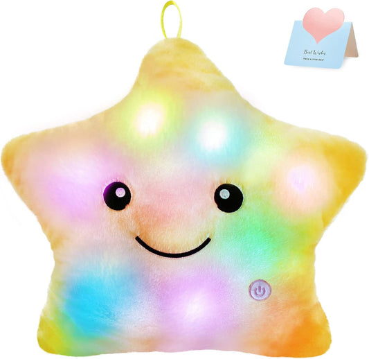13'' Creative Twinkle Star Glowing LED Night Light Plush Stuffed Animals Toys Birthday Christmas Holiday Valentines Gifts for Toddlers Girls(Yellow)