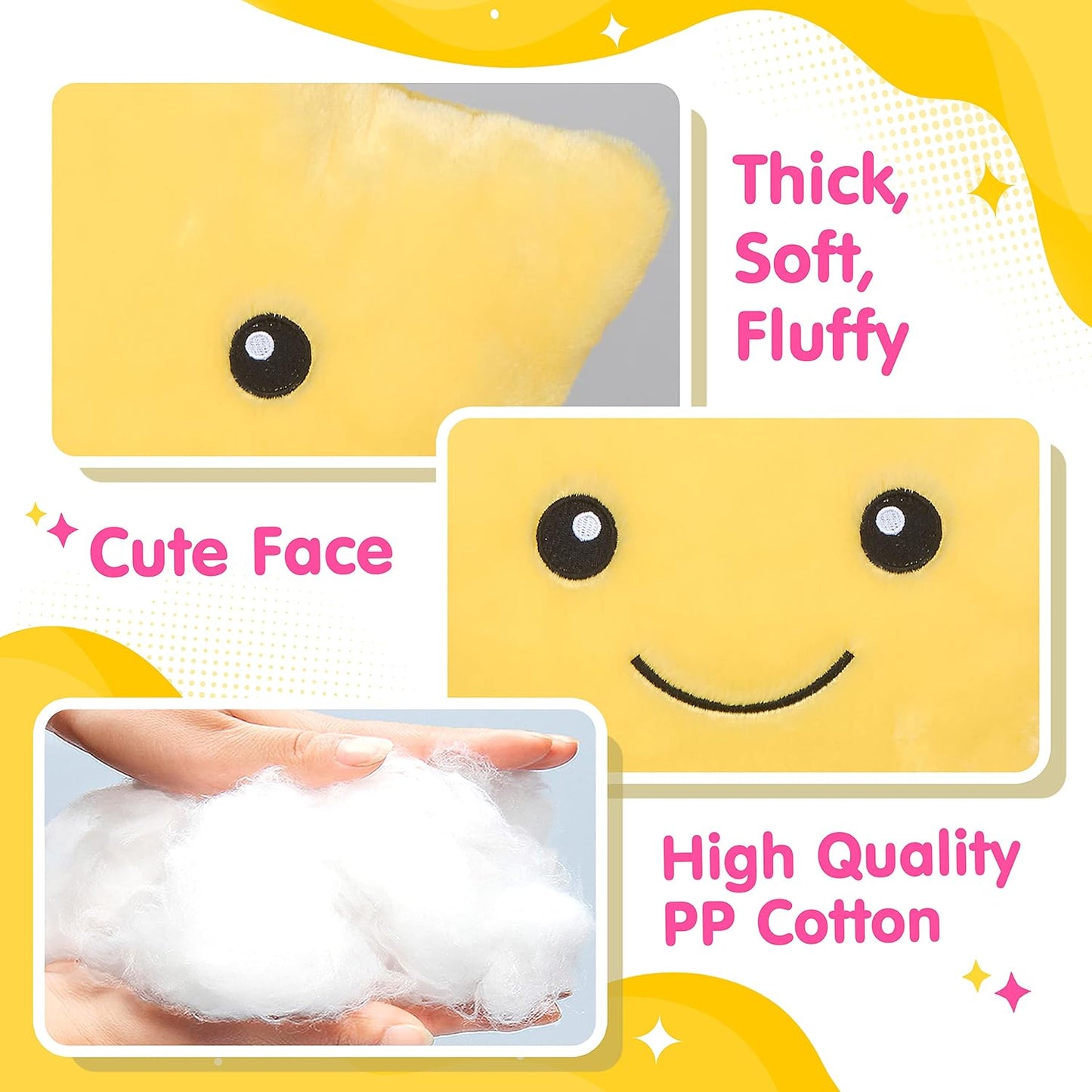 13'' Creative Twinkle Star Glowing LED Night Light Plush Stuffed Animals Toys Birthday Christmas Holiday Valentines Gifts for Toddlers Girls(Yellow)