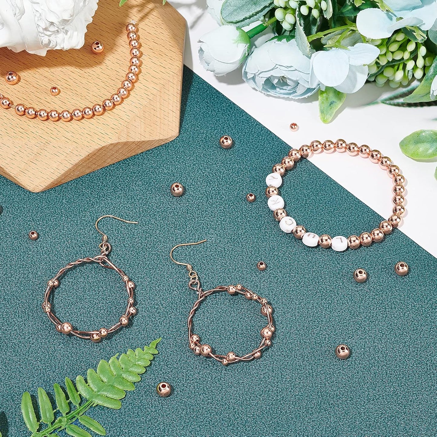 14K Gold Plated Spacer Beads, 300pcs Round Brass Beads 5 Size Metal Smooth Beads Seamless Ball Beads Long-lasting Little Beads for Summer Bracelet Necklace Jewelry DIY Crafts(2/3/4/5/6mm)