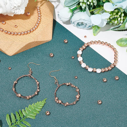 14K Gold Plated Spacer Beads, 300pcs Round Brass Beads 5 Size Metal Smooth Beads Seamless Ball Beads Long-lasting Little Beads for Summer Bracelet Necklace Jewelry DIY Crafts(2/3/4/5/6mm)