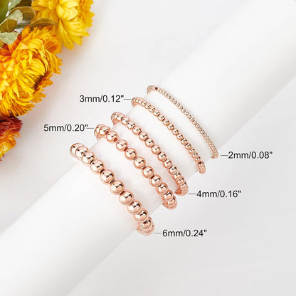 14K Gold Plated Spacer Beads, 300pcs Round Brass Beads 5 Size Metal Smooth Beads Seamless Ball Beads Long-lasting Little Beads for Summer Bracelet Necklace Jewelry DIY Crafts(2/3/4/5/6mm)