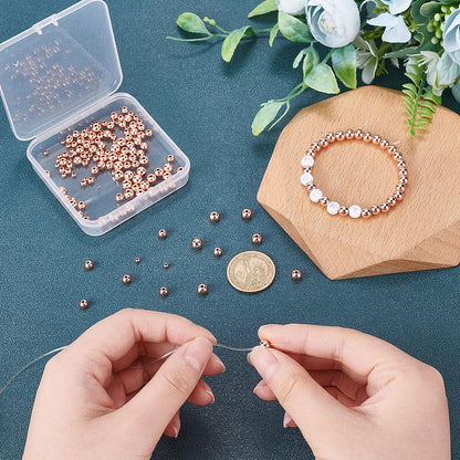 14K Gold Plated Spacer Beads, 300pcs Round Brass Beads 5 Size Metal Smooth Beads Seamless Ball Beads Long-lasting Little Beads for Summer Bracelet Necklace Jewelry DIY Crafts(2/3/4/5/6mm)
