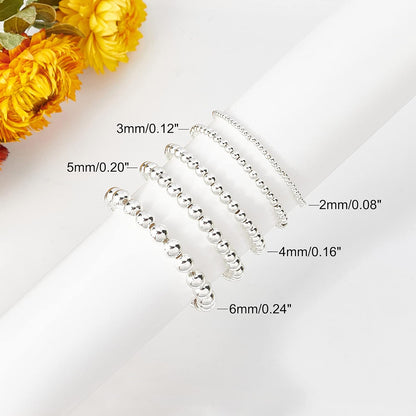 14K Gold Plated Spacer Beads, 300pcs Round Brass Beads 5 Size Metal Smooth Beads Seamless Ball Beads Long-lasting Little Beads for Summer Bracelet Necklace Jewelry DIY Crafts(2/3/4/5/6mm)