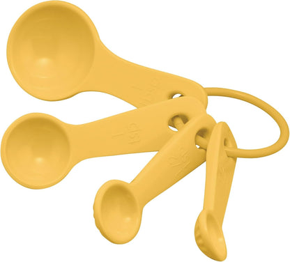 UP 4-Piece Latte Style Melamine Measuring Spoons Set, Professional Nesting Baking and Cooking Tools for Liquid and Dry Ingredients, Yellow