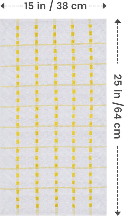 Kitchen Towels 12 Pack, 15 x 25 Inches, 100% Ring Spun Cotton Super Soft and Absorbent Linen Dish, Tea and Bar Towels Set, Yellow