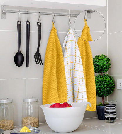 Kitchen Towels 12 Pack, 15 x 25 Inches, 100% Ring Spun Cotton Super Soft and Absorbent Linen Dish, Tea and Bar Towels Set, Yellow