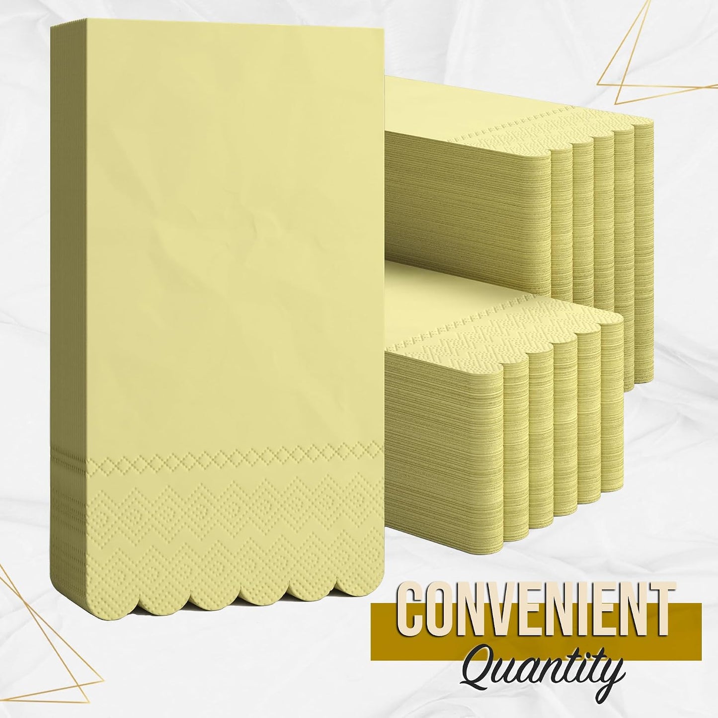 Yellow Scalloped Napkins Disposable 100 Pcs 3-Ply Yellow Scalloped Dinner Napkins Disposable Decorative for Dinners & Parties, Paper Guest Towels for Bathroom & Party Supplies