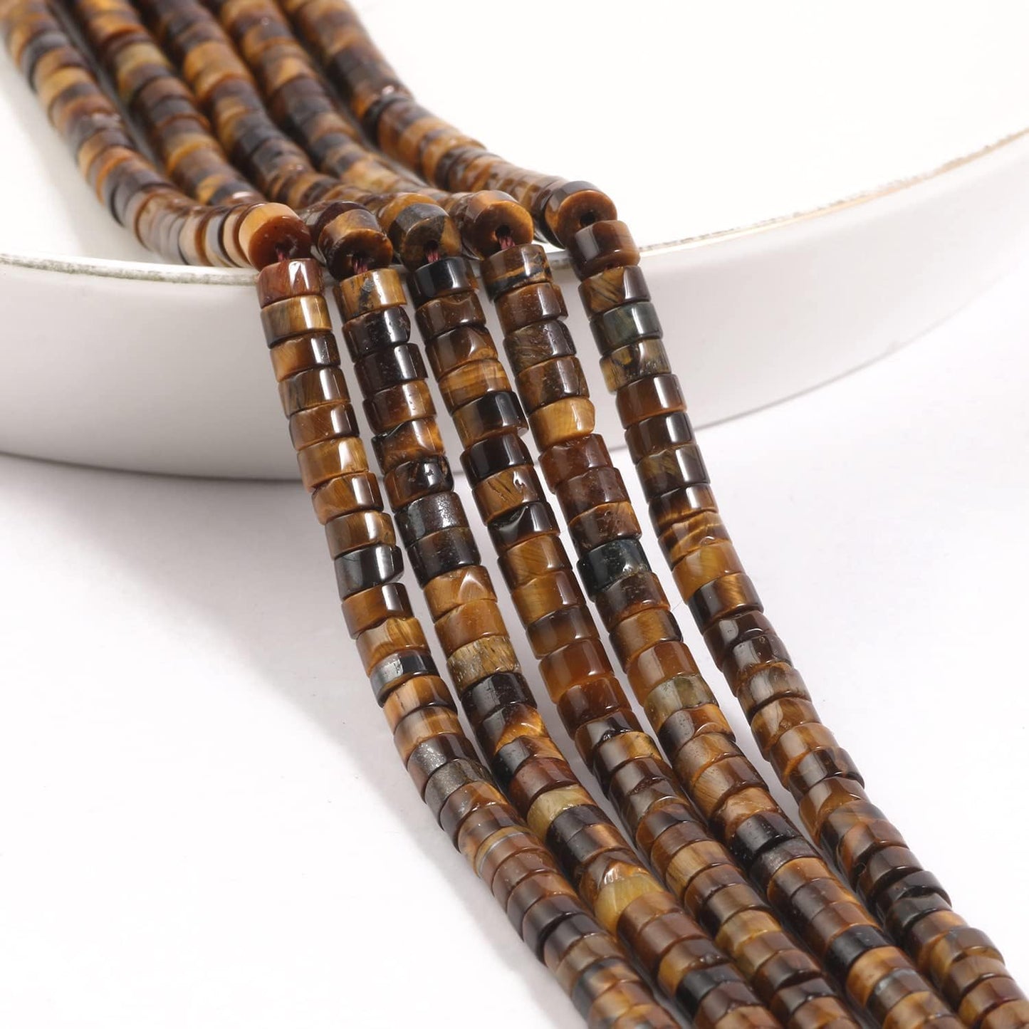 4x2mm Natural Yellow Tiger Eye Heishi Spacer Beads for Jewelry Making | Semi Precious Stone, Gemstone Loose Beads, 150Pcs Bulk, Healing Crystals, Ideal for DIY Bracelets Necklaces Earrings Crafts