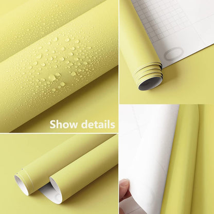 Yellow Wallpaper Peel and Stick Lemon Yellow Contact Paper 15.7''×236'' Light Yellow Self-Adhesive Wallpaper Removable Waterproof Wall Paper for Bedroom Shelf Liner Countertop Cabinet Wardrobe
