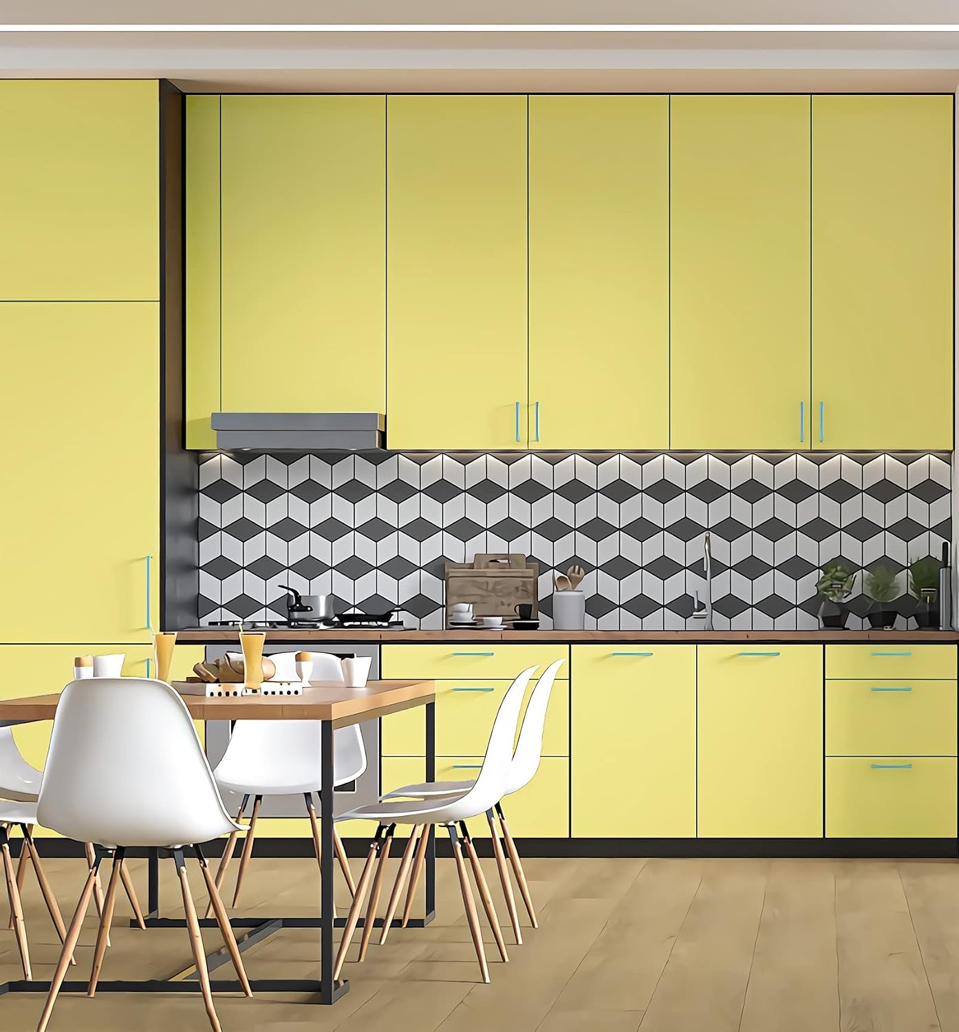 Yellow Wallpaper Peel and Stick Lemon Yellow Contact Paper 15.7''×236'' Light Yellow Self-Adhesive Wallpaper Removable Waterproof Wall Paper for Bedroom Shelf Liner Countertop Cabinet Wardrobe