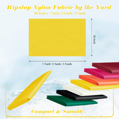 Ripstop Nylon Fabric, 1 Yard x 58 Inch, Yellow | Polyester Fabric, Waterproof, For Outdoor Clothing, Sewing, Kite, Flag, DIY Crafts