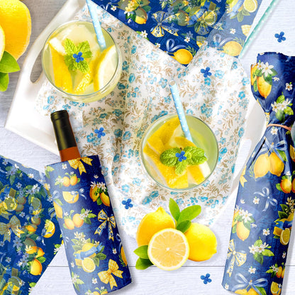100Pcs Blue and White Porcelain Lemon Bow Tissue Paper for DIY Gift Wrap | fruit wrapping tissue paper, Flower bouquet tissue paper, floral tissue paper, Coquette gift packaging tissue paper