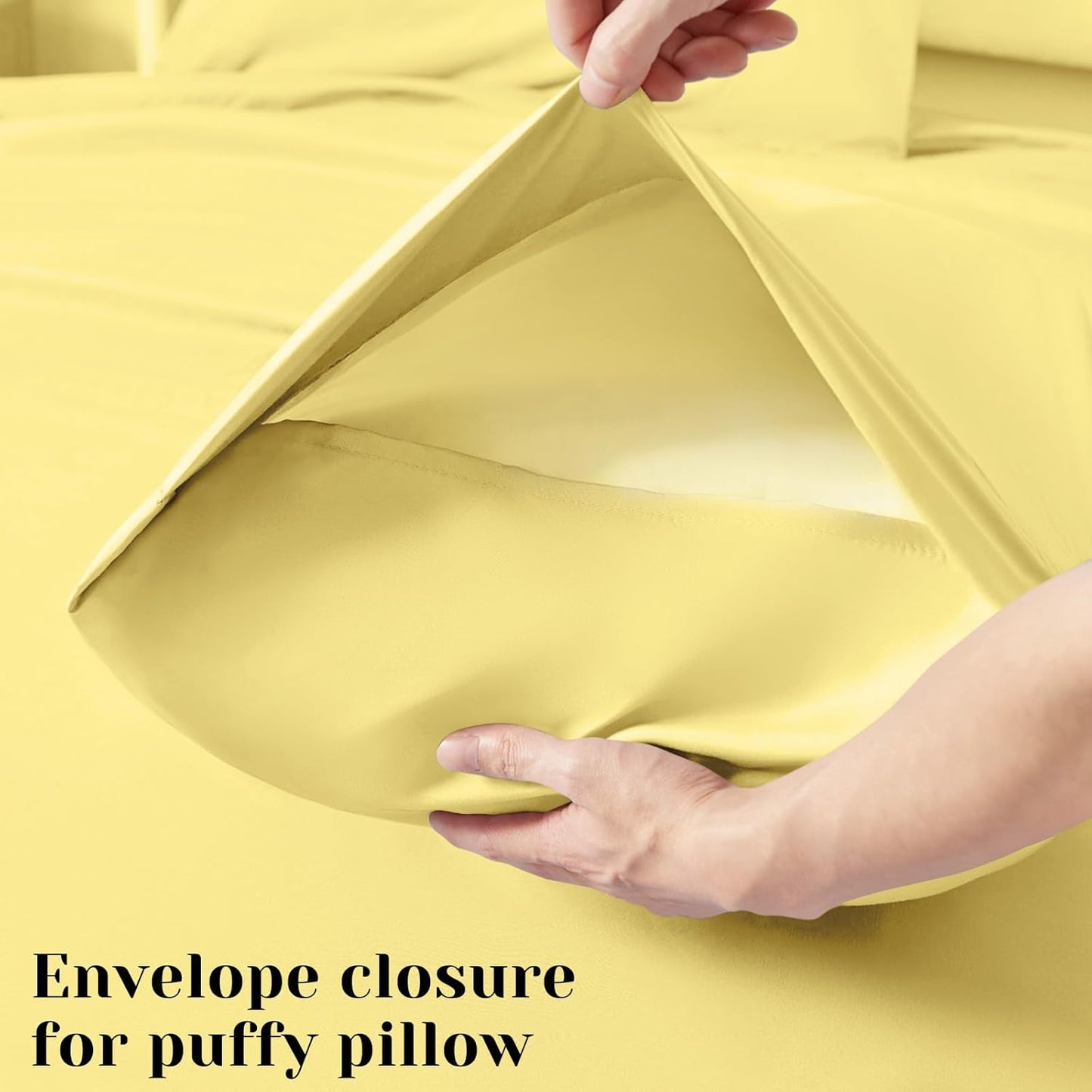 6 Pieces Bed Sheets Set(Full, Yellow) - Hotel Luxury Super Soft 1800 Thread Count 100% Microfiber Sheets with Deep Pockets, Wrinkle & Fade Resistant