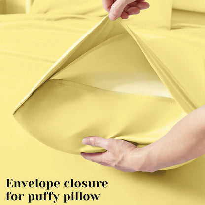 6 Pieces Bed Sheets Set(Full, Yellow) - Hotel Luxury Super Soft 1800 Thread Count 100% Microfiber Sheets with Deep Pockets, Wrinkle & Fade Resistant