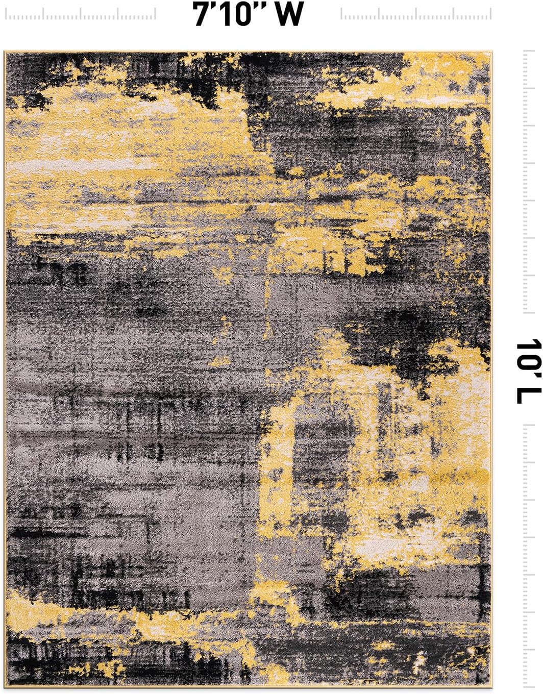 Modern Abstract Design Non Shedding Soft Ideal for Living Room,Bedroom,Kitchen Area Rug 7' 10" x 10' Yellow