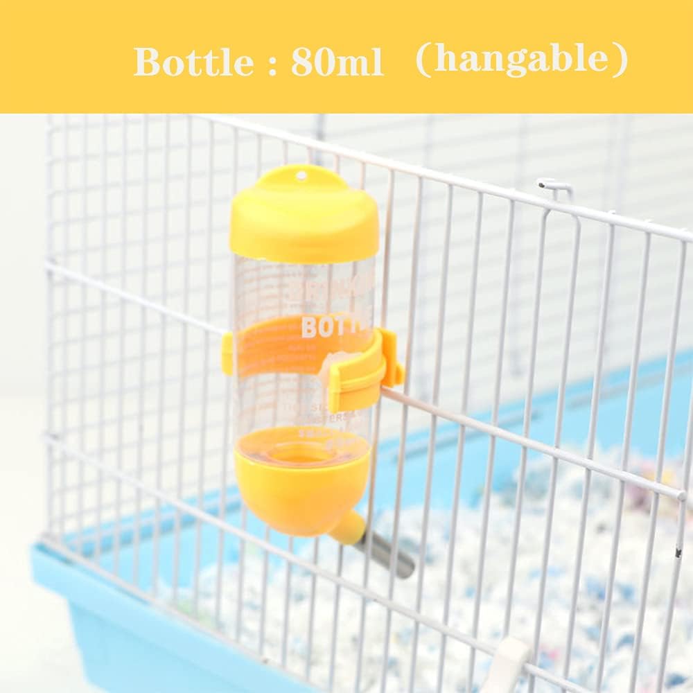 Hamster Water Bottle Small Animal Standing Water Dispenser Ceramic Base Cage Hanging Water Feeding Bottles Auto Dispenser for Hamster Guinea Pig Squirrel Rabbit Hedgehog (Yellow)