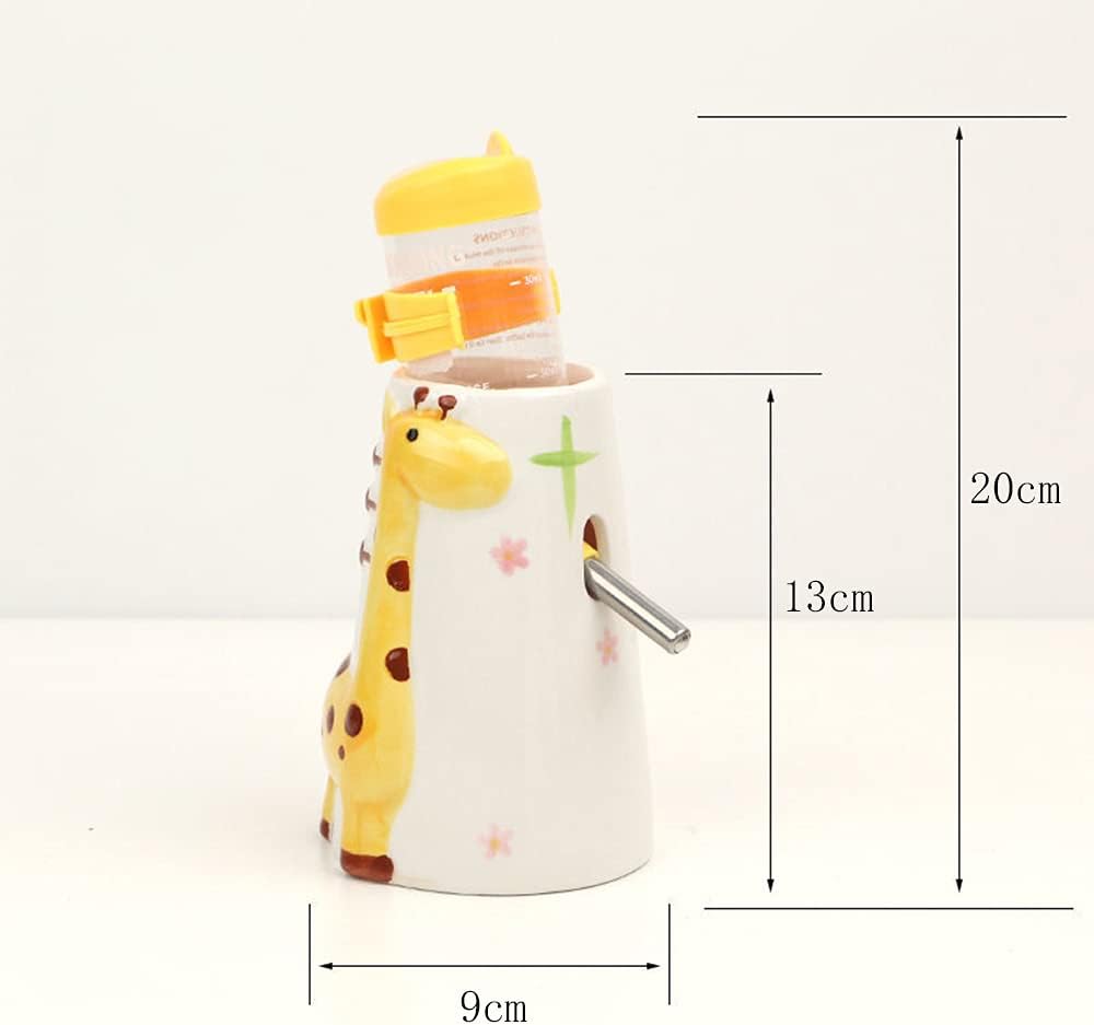 Hamster Water Bottle Small Animal Standing Water Dispenser Ceramic Base Cage Hanging Water Feeding Bottles Auto Dispenser for Hamster Guinea Pig Squirrel Rabbit Hedgehog (Yellow)