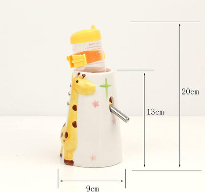 Hamster Water Bottle Small Animal Standing Water Dispenser Ceramic Base Cage Hanging Water Feeding Bottles Auto Dispenser for Hamster Guinea Pig Squirrel Rabbit Hedgehog (Yellow)