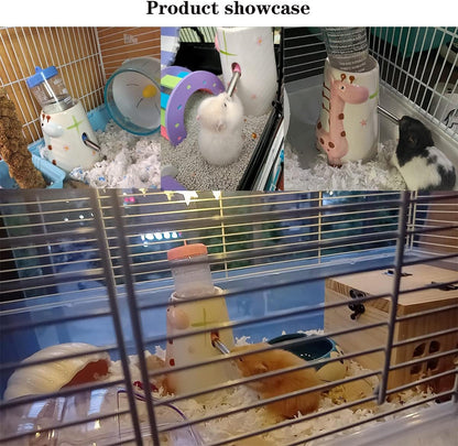 Hamster Water Bottle Small Animal Standing Water Dispenser Ceramic Base Cage Hanging Water Feeding Bottles Auto Dispenser for Hamster Guinea Pig Squirrel Rabbit Hedgehog (Yellow)