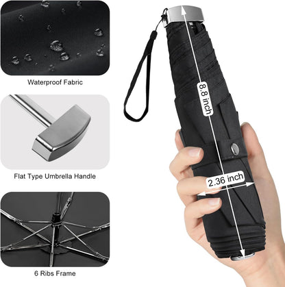 Travel Umbrella Compact Flat Small Folding Windproof Lightweight for Women Men