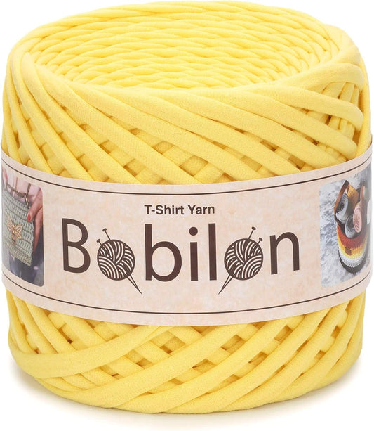 Cotton T-Shirt Yarn 7-9 mm, Crochet & Knitting - Yellow | 100% cotton t shirt yarn for crocheting, knitting & macrame; great for bags & baskets; new fabric, not recycled; 109 yds