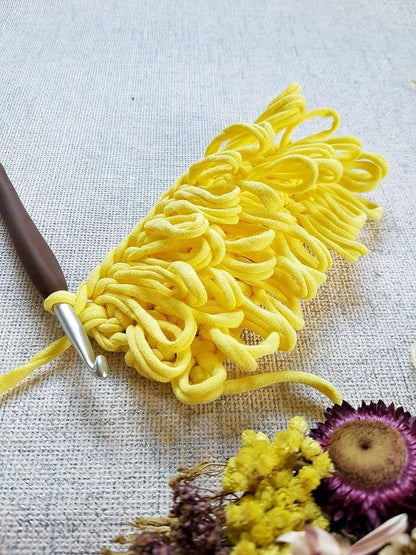 Cotton T-Shirt Yarn 7-9 mm, Crochet & Knitting - Yellow | 100% cotton t shirt yarn for crocheting, knitting & macrame; great for bags & baskets; new fabric, not recycled; 109 yds