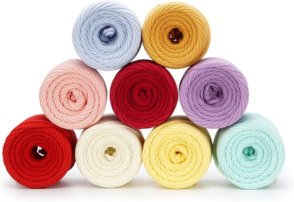 Cotton T-Shirt Yarn 7-9 mm, Crochet & Knitting - Yellow | 100% cotton t shirt yarn for crocheting, knitting & macrame; great for bags & baskets; new fabric, not recycled; 109 yds