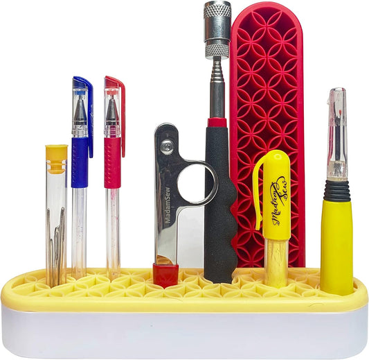 Upright Sewing Tools Caddy Desktop Organizer for Craft and Quilting Supplies Holds Scissors, Seam Rippers and Markers – Tabletop Sewing Accessories Storage Organizer (Yellow)