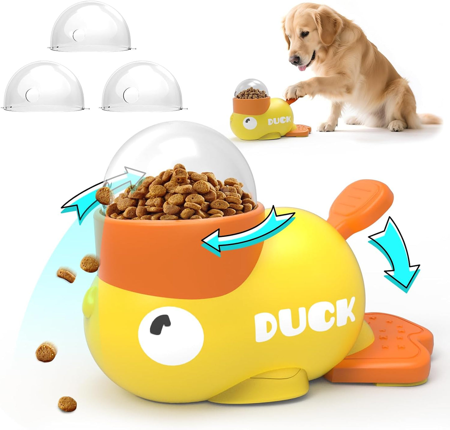 Dog Interactive Treat Dispenser Toy Food Puzzle Slow Feeder Duck-Shaped Dog Puzzle Feeders for Small Medium Dogs Cats IQ Training Reduces Bloating for Healthy Eating (Yellow)
