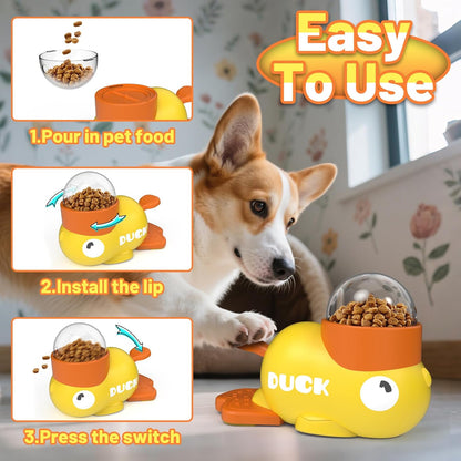 Dog Interactive Treat Dispenser Toy Food Puzzle Slow Feeder Duck-Shaped Dog Puzzle Feeders for Small Medium Dogs Cats IQ Training Reduces Bloating for Healthy Eating (Yellow)