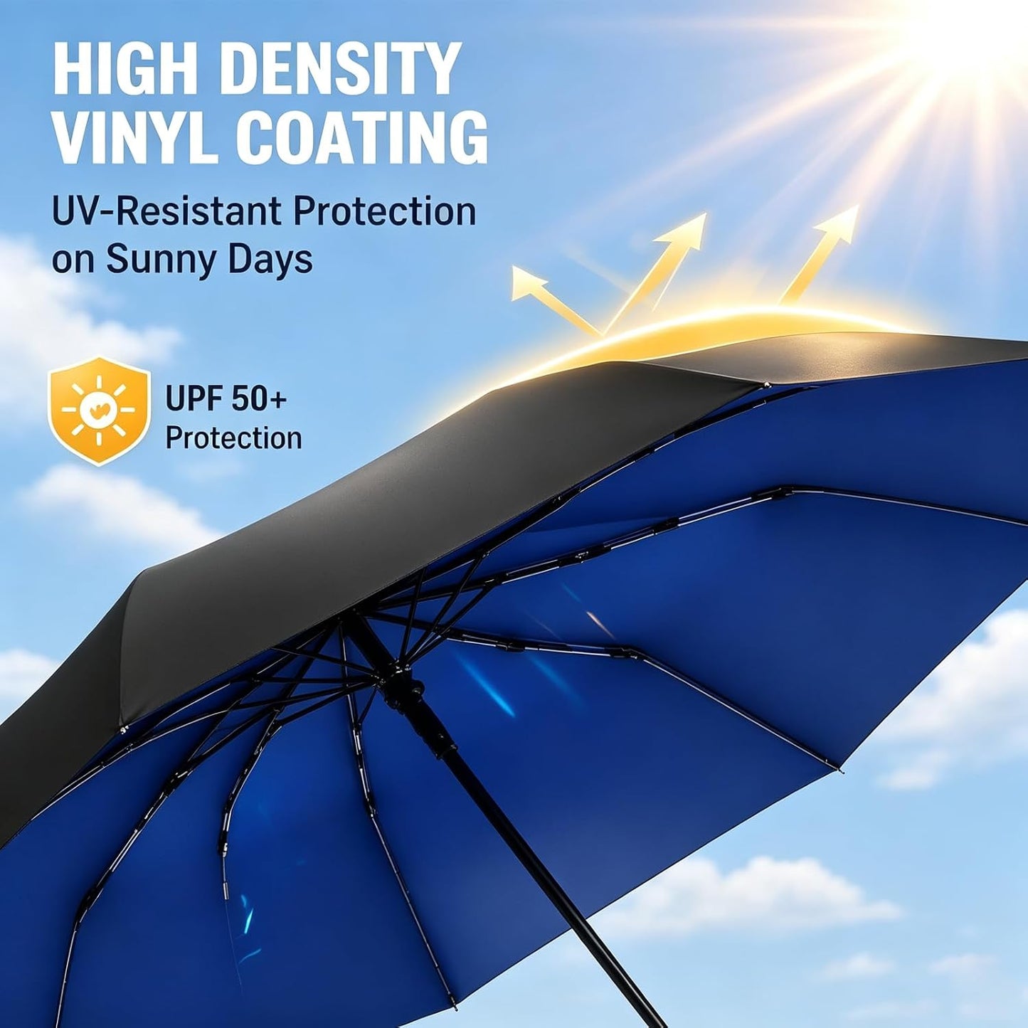 Large Automatic Sun & Rain Umbrella – 125cm Extra Large Canopy | Uv-Resistant & Quick-Dry, Wind and Rain-Resistant,Yet Compact and Portable, 12 Ribs Automatic Umbrella for Men Women
