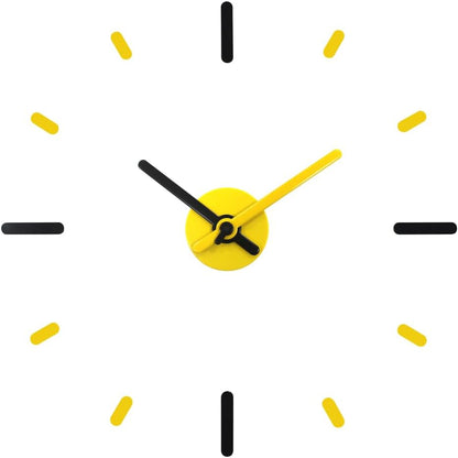 Large Frameless DIY Wall Clock | Modern Home & Office Décor, Silent Non-Ticking, Yellow & Black, Wall Décor for Living Room, Bedroom & Kitchen