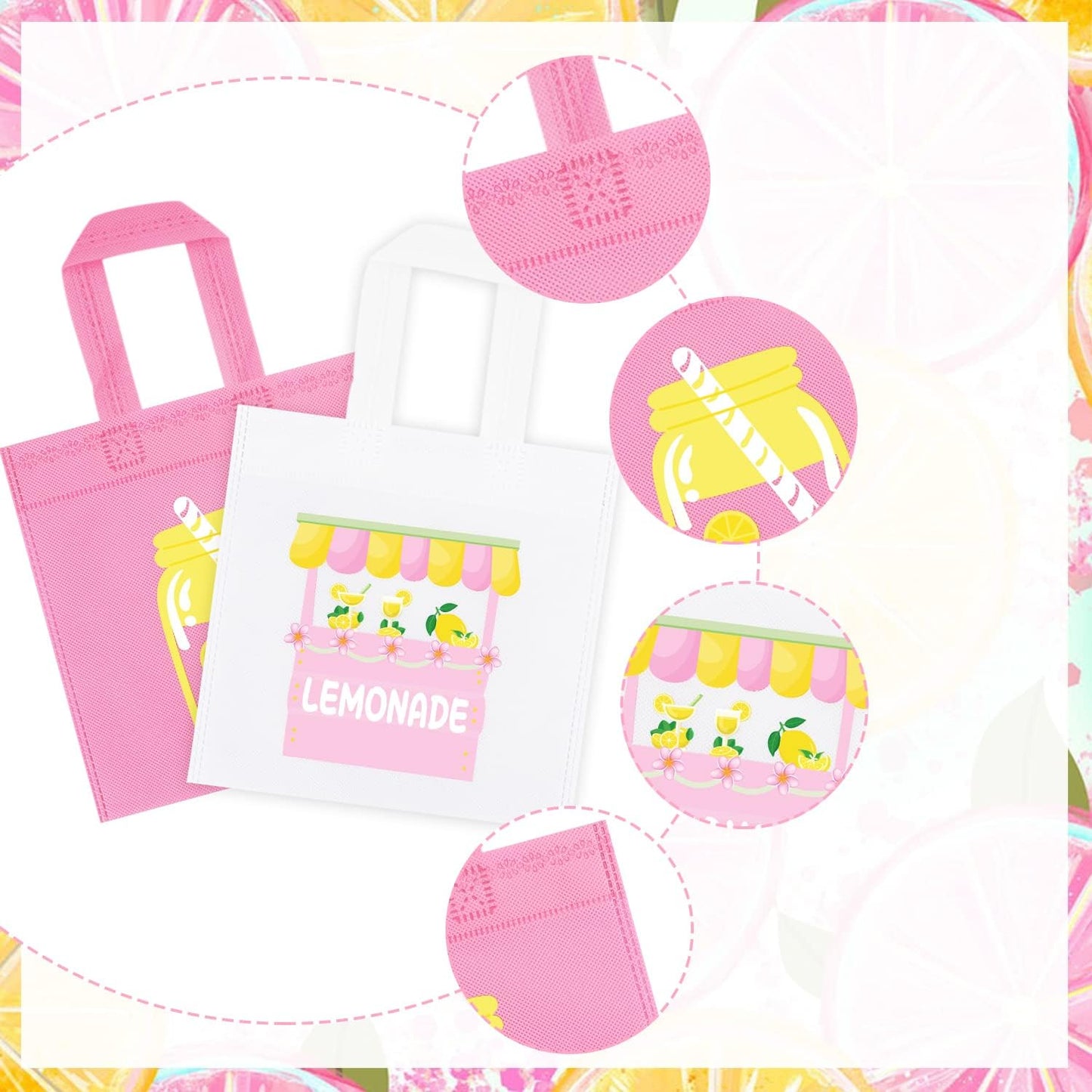 20 Pack Lemon Party Favor Bags, Goodie Candy Bags Treat Bags for Summer Fruit Lemon Theme Wedding Birthday Baby Shower Party Supplies Decoration