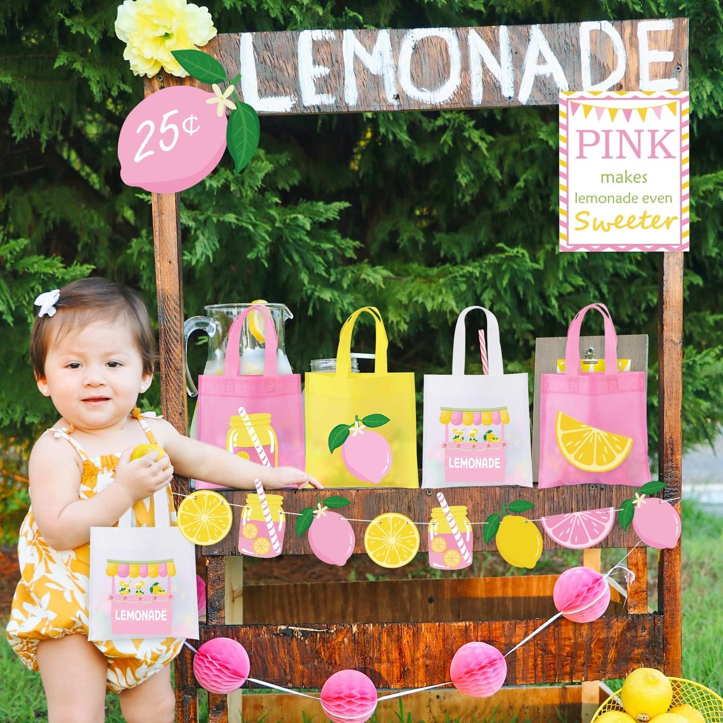 20 Pack Lemon Party Favor Bags, Goodie Candy Bags Treat Bags for Summer Fruit Lemon Theme Wedding Birthday Baby Shower Party Supplies Decoration