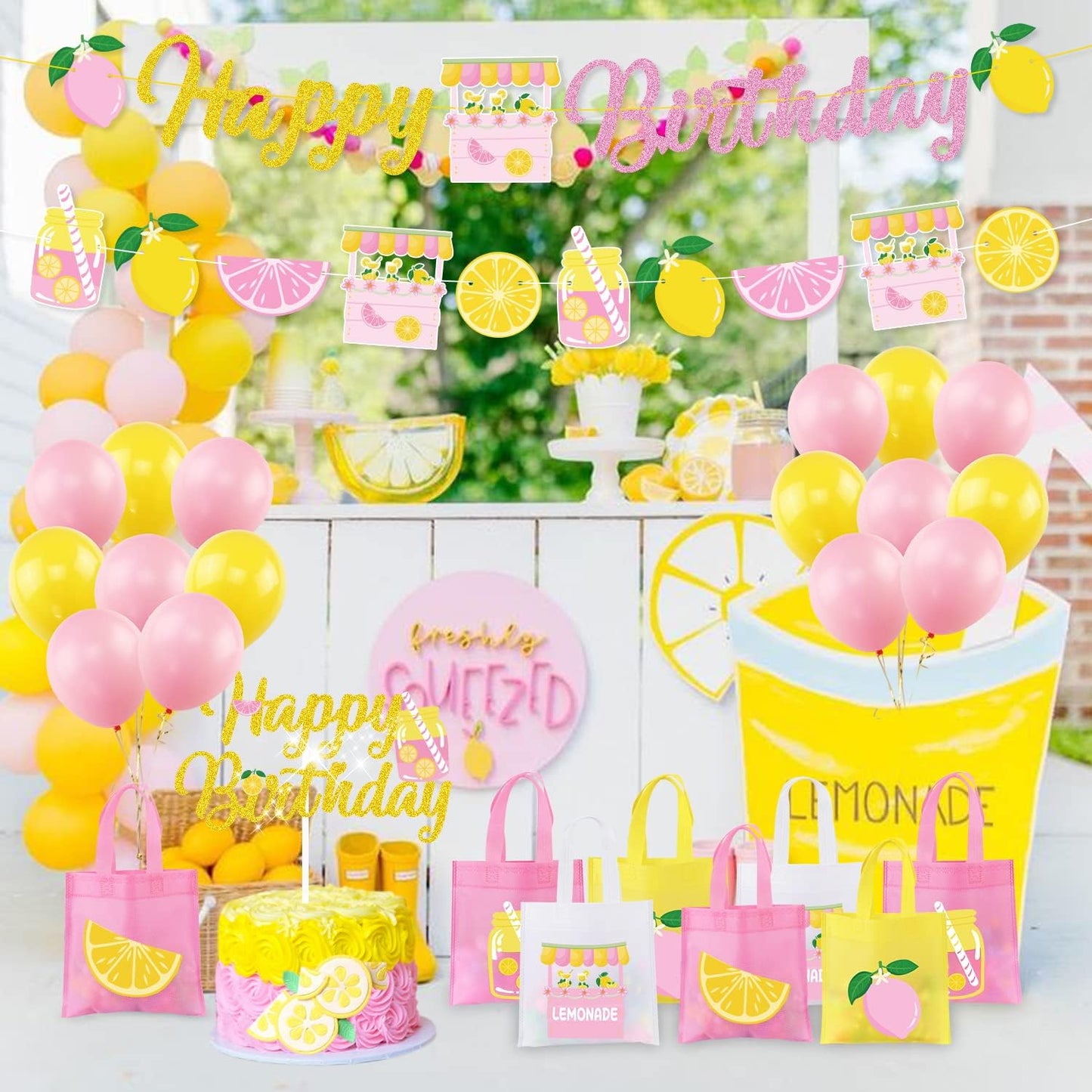 20 Pack Lemon Party Favor Bags, Goodie Candy Bags Treat Bags for Summer Fruit Lemon Theme Wedding Birthday Baby Shower Party Supplies Decoration