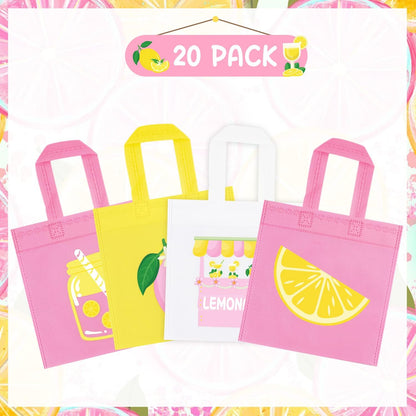 20 Pack Lemon Party Favor Bags, Goodie Candy Bags Treat Bags for Summer Fruit Lemon Theme Wedding Birthday Baby Shower Party Supplies Decoration
