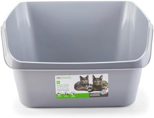 So Phresh Scatter Shield High-Back Litter Box Grey X-Large 24" L X 18" W X 10" H