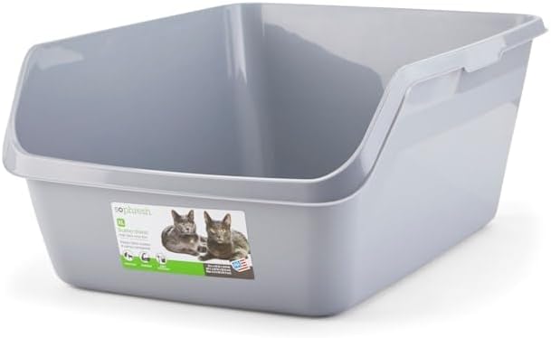 So Phresh Scatter Shield High-Back Litter Box Grey X-Large 24" L X 18" W X 10" H