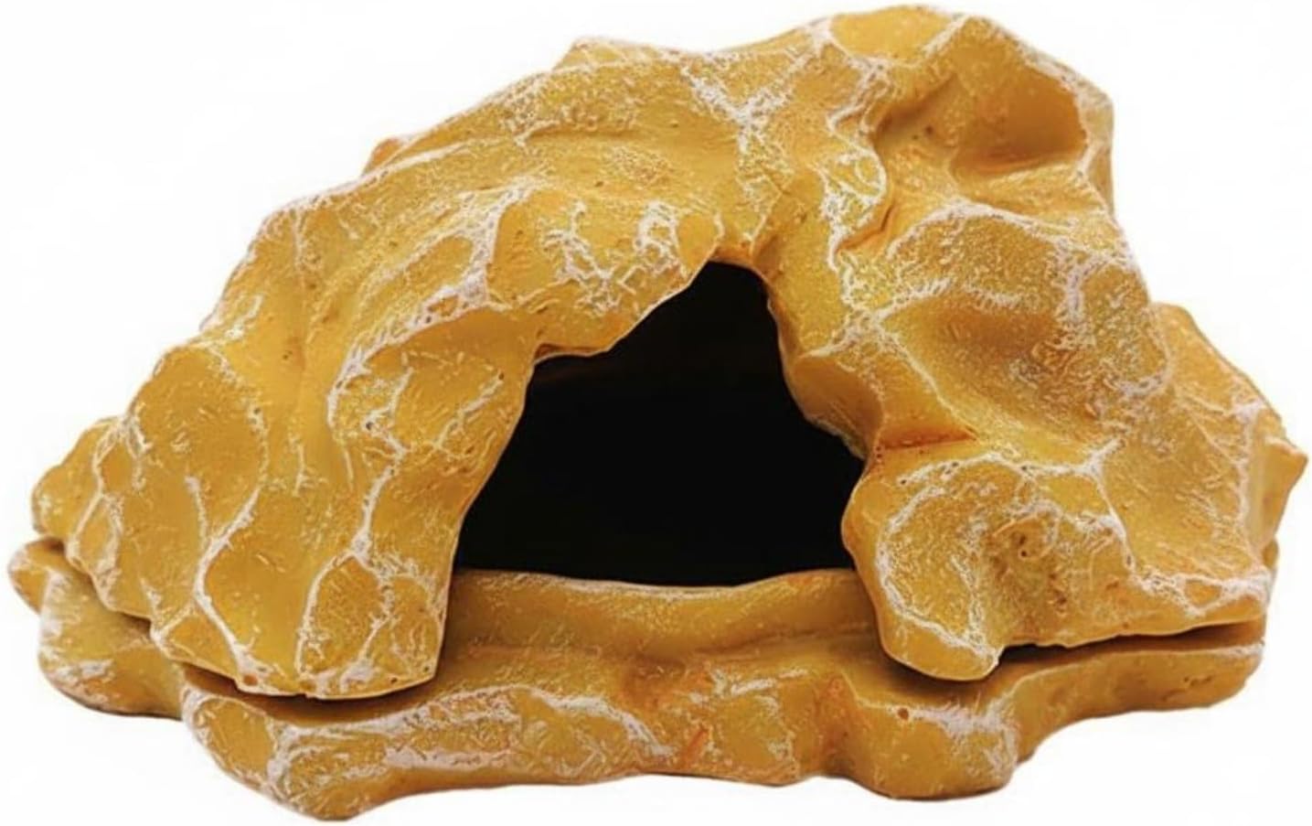 Reptile Rock Cave Easy to Clean Reptile Cave Hide Stable Base Pet Decor for Terrarium, Reptile Hideout Cave, Yellow