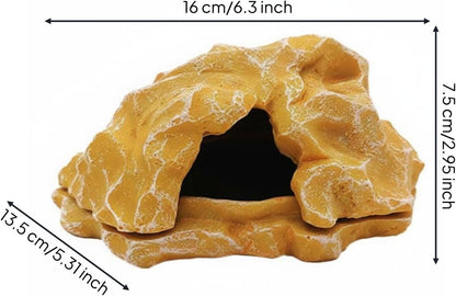 Reptile Rock Cave Easy to Clean Reptile Cave Hide Stable Base Pet Decor for Terrarium, Reptile Hideout Cave, Yellow